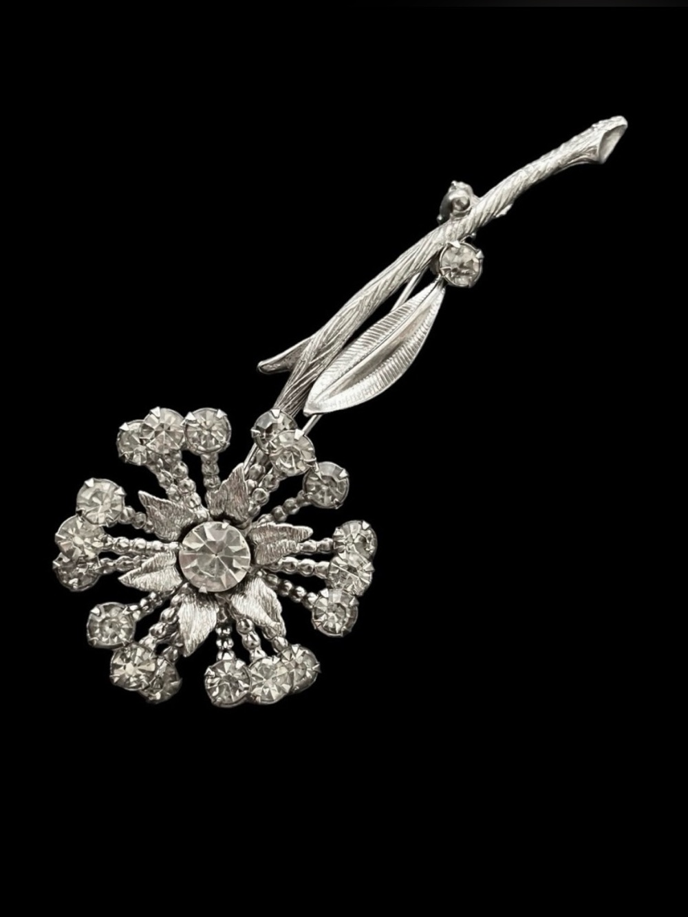 Vintage rhinestone flower brooch pin